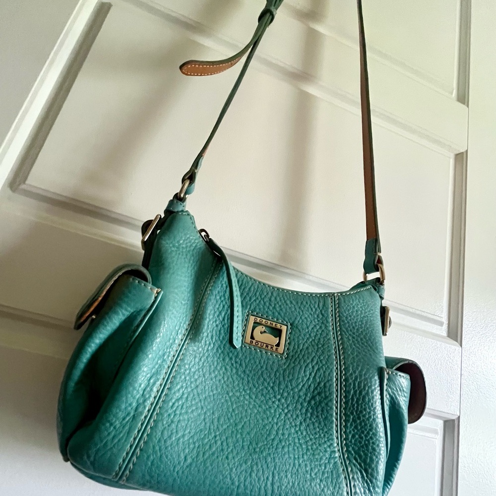 Dooney & Bourke Blue Cross Body Bag with Gold Accents